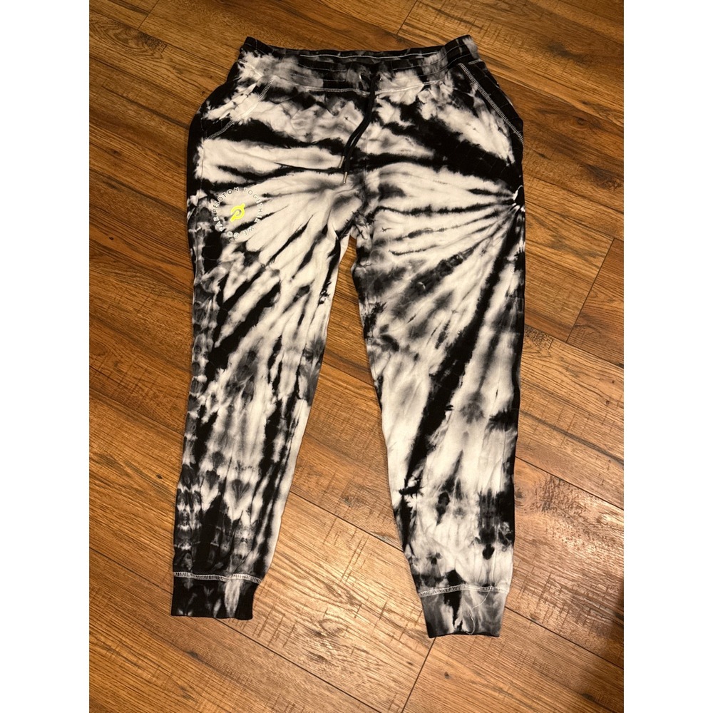 Peloton Together We Go Far Tie Dye Joggers Black White Sweatpants Women L